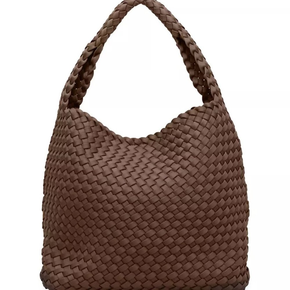 NAGHEDI NEOPRENE NOMAD HOBO BAG IN MINK BROWN NWT MISSING POUCH